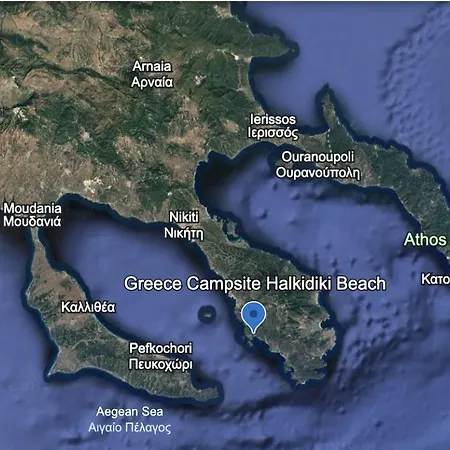 Campsite Greece Halkidiki Beach Caravan Park By Towns Neo Marmara, Stiladari, Galini & Neos Marmaras, Breathtaking Sea View & Pine Woods, No Tents Provided, No Water, Electric Or Wc, Direct Road Access, Live On The Beach! Camping Nea Kerdhilia